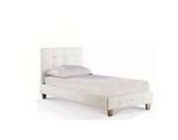 Diamante Single Faux Leather Bed Frame - White